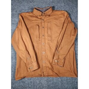 HQ Issue Tactical Ripstop Overshirt Mens L Bronze Brown Snap Front Work Jacket